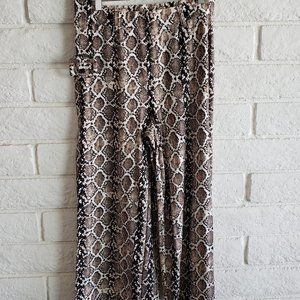 Snakeskin Wide Leg Belted Pants Sz Small